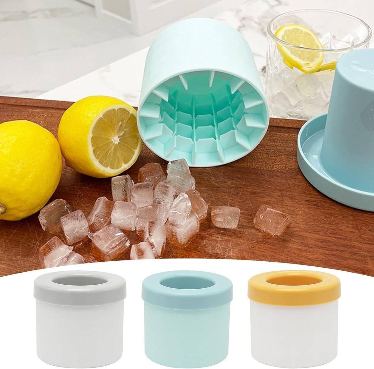 Cylinder Silicone Mini Ice Cube Mold, 3D Silicone Ice Cubes Tray Holds Ice Cubes